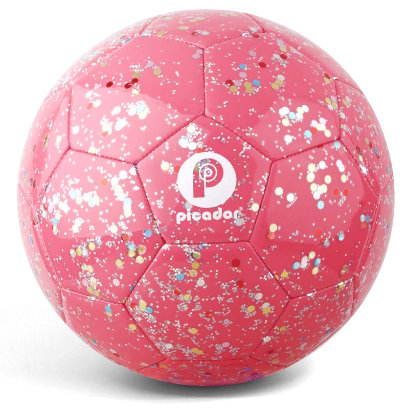 Picador PP PICADOR Size 3 Soccer Ball Glitter Pink Soccer Balls for Kids Ages 3-6 6-8 8-10 Boys Girls Sports Training & Outdoor Play with Pump Gift - Image 1